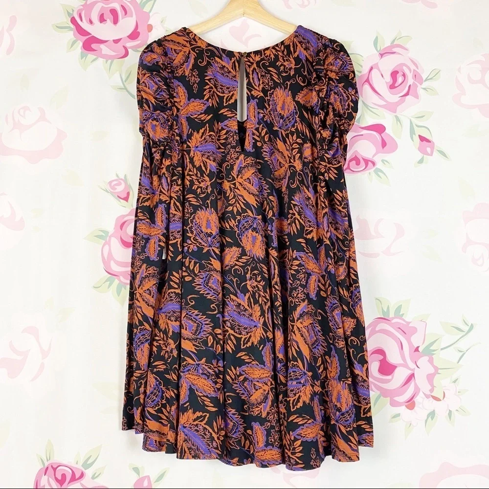 NEW Free People Floral Hello Lover Ruched Tunic V Neck Top S
